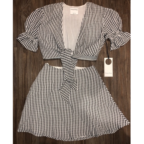 Privacy Please Dresses & Skirts - Castana Mini Dress in Grey Stripe